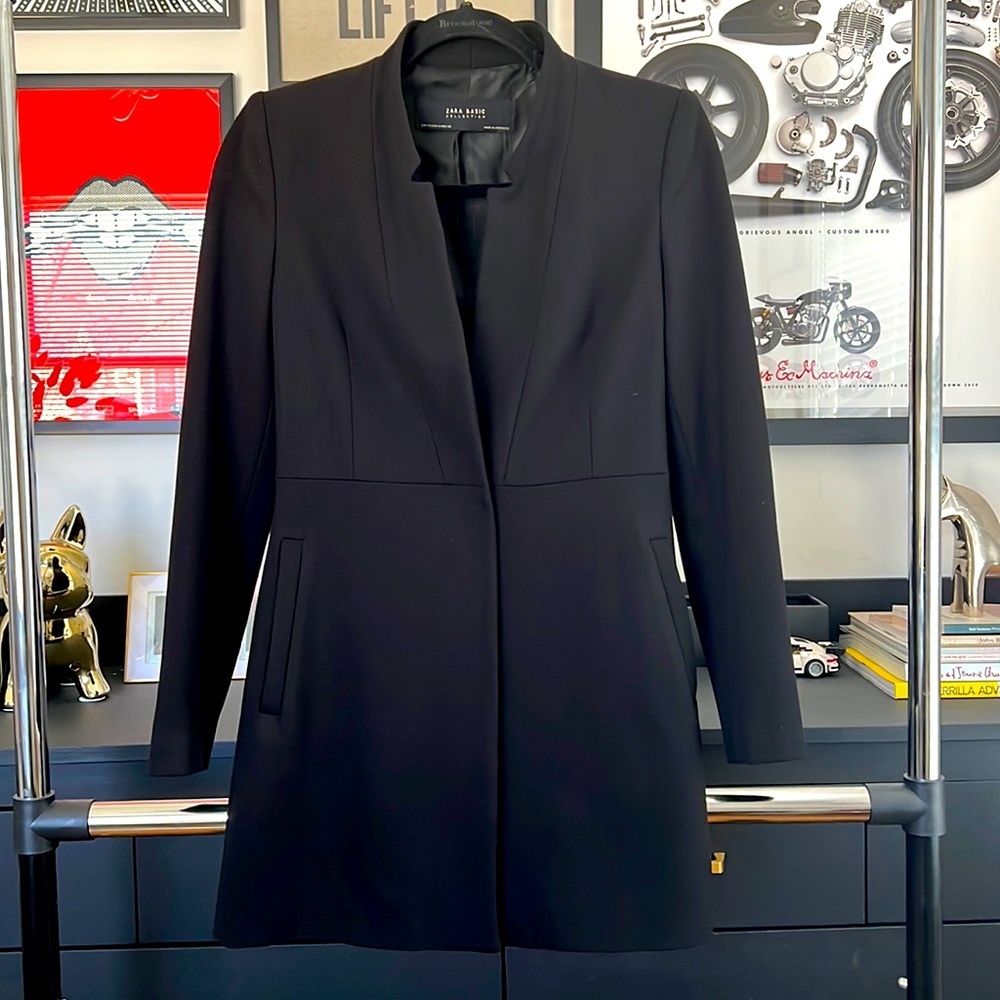 Zara Basic black mid-length jacket XS